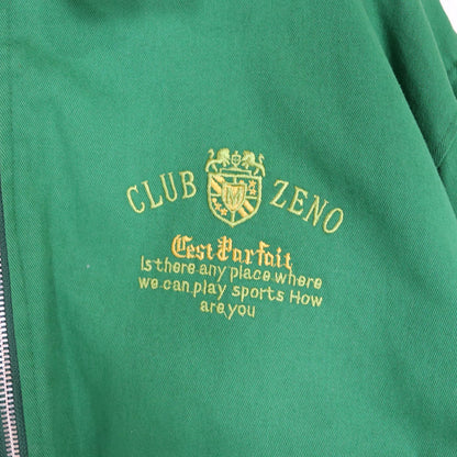 Vintage 80s 90s FULL BRIGHT bomber jacket lightly lined with hood embroidered green yellow M