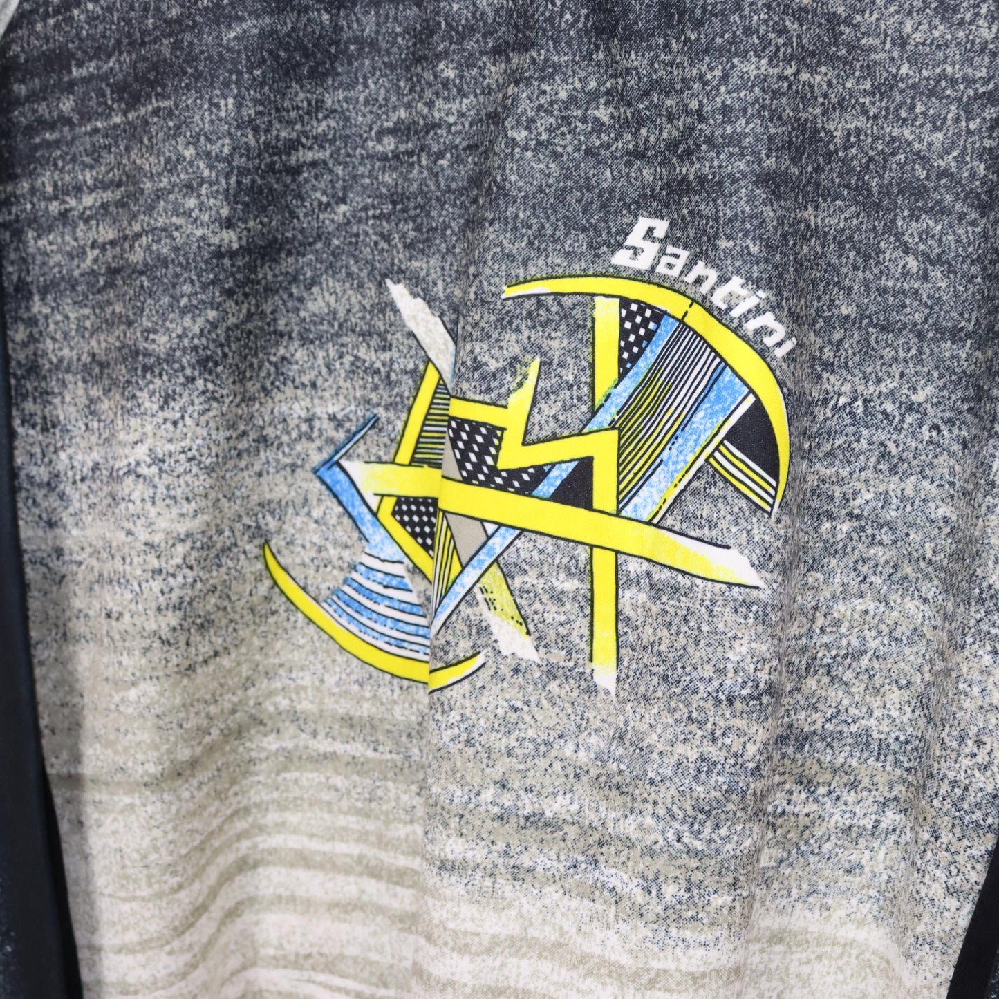 Vintage 80er 90er SMS SANTINI Fahrradtrikot langarm innen Fleece crazy pattern XL