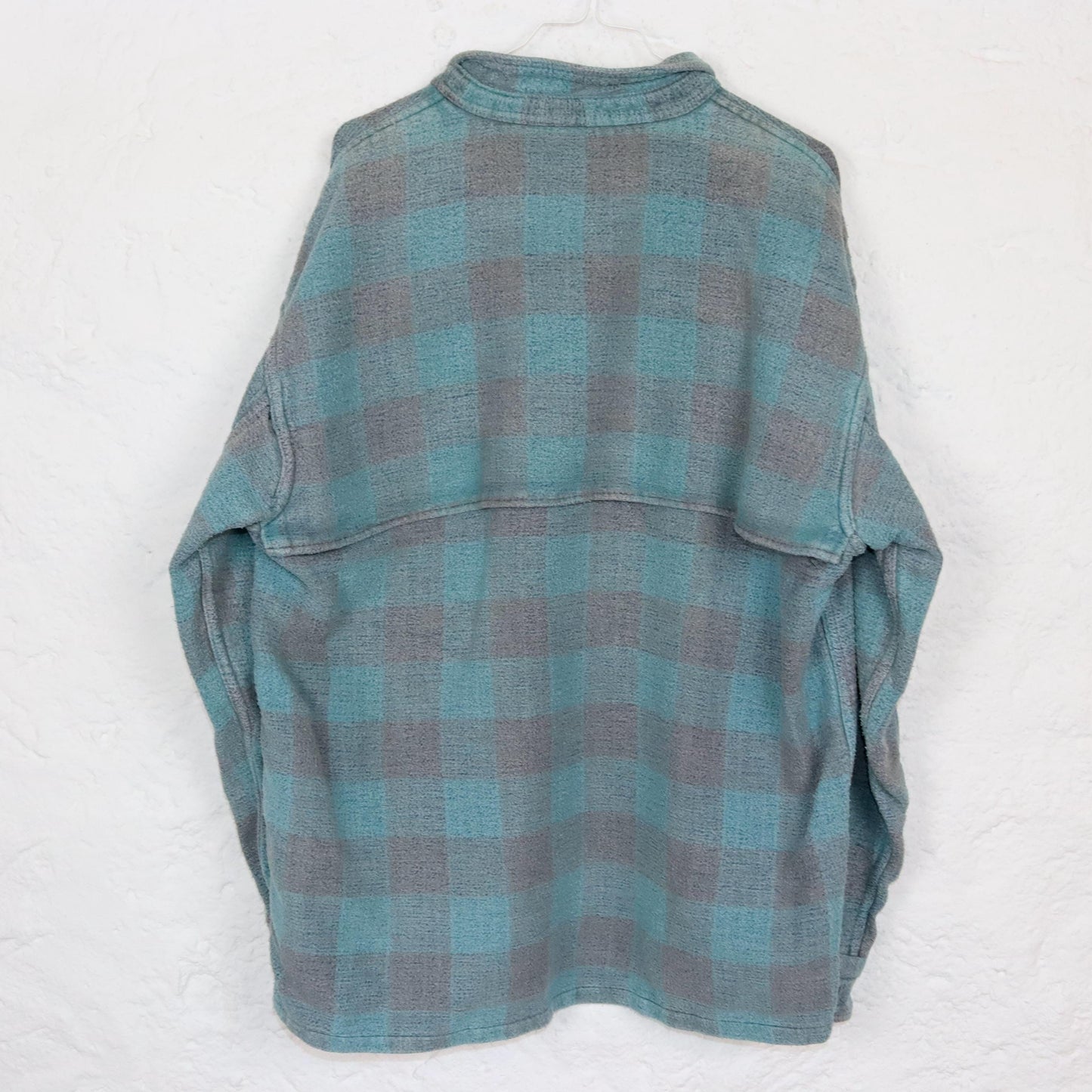 Vintage 80s 90s flannel shirt lanaram grey light blue XXL