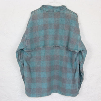 Vintage 80s 90s flannel shirt lanaram grey light blue XXL