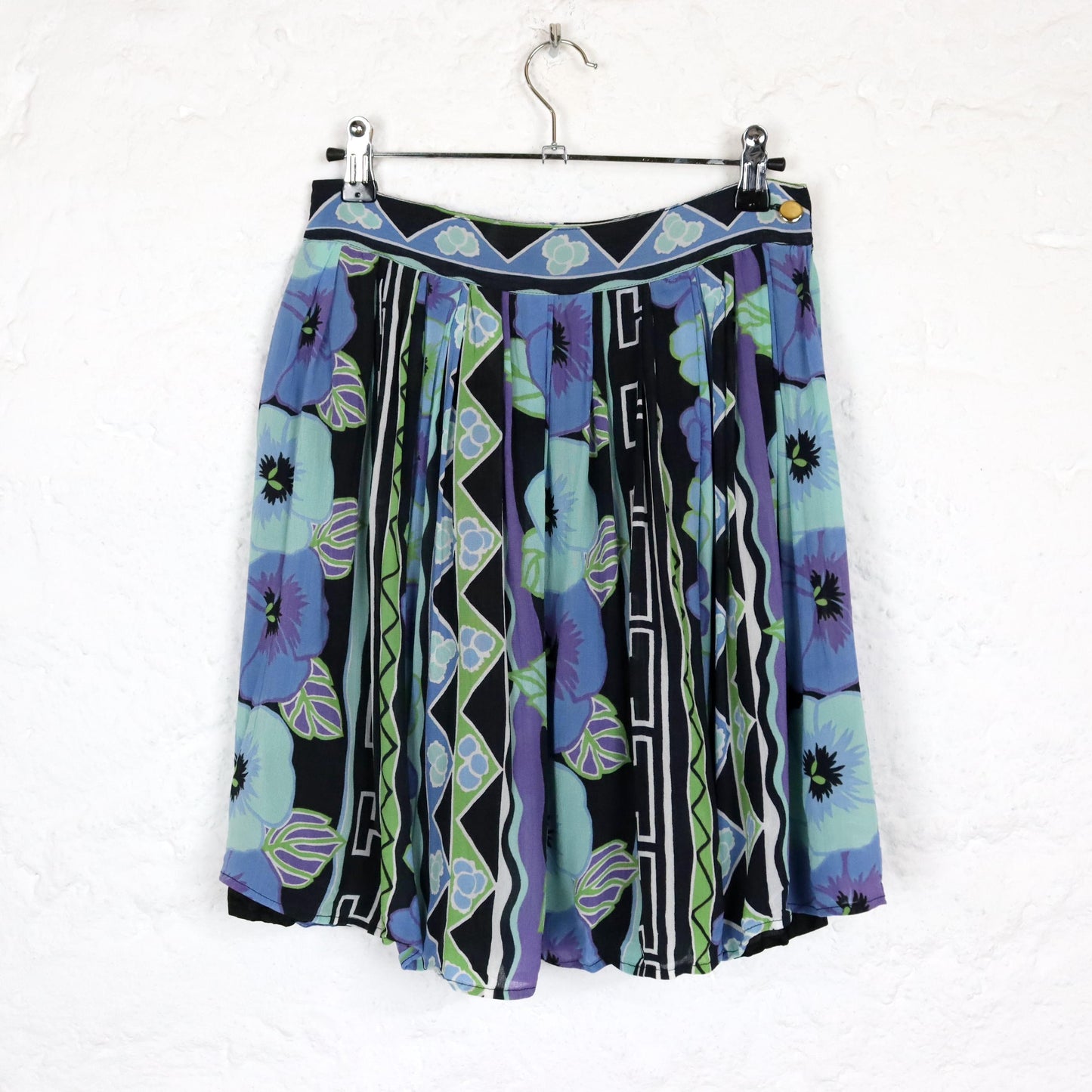 Vintage 80s 90s GOGGLES pleated skirt skirt crazy pattern colorful S