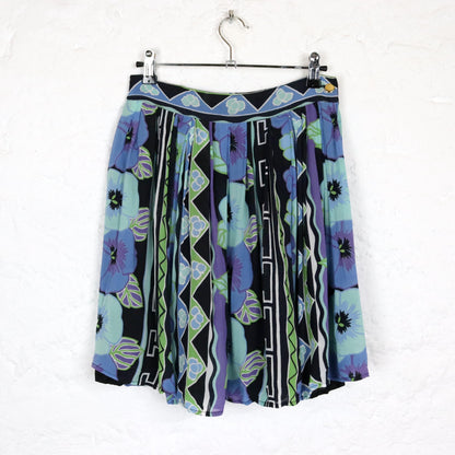 Vintage 80s 90s GOGGLES pleated skirt skirt crazy pattern colorful S
