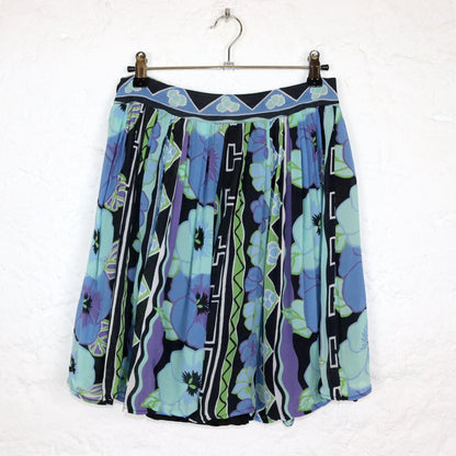 Vintage 80s 90s GOGGLES pleated skirt skirt crazy pattern colorful S