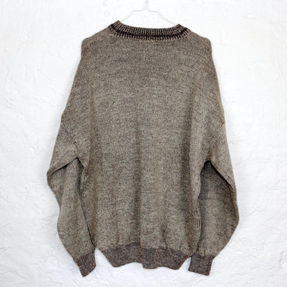 Vintage 80er 90er ANGELO LITSICO Strickpullover Pullover Wolle gemustert beige XL
