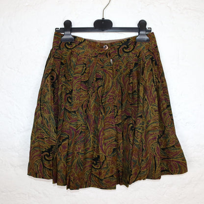 Vintage 80s 90s pleated skirt silk skirt short crazy pattern 36