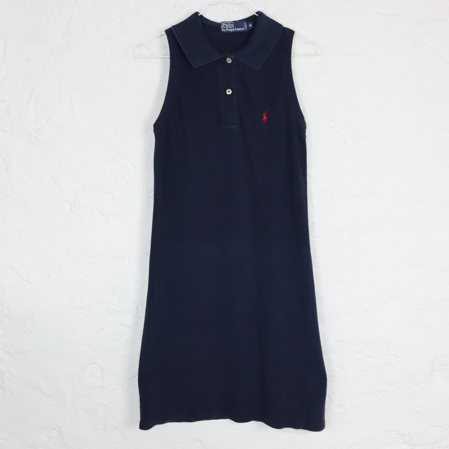 Vintage 80er 90er Polo by RALPH LAUREN Polokleid Minikleid eng ärmellos dunkelblau S/M
