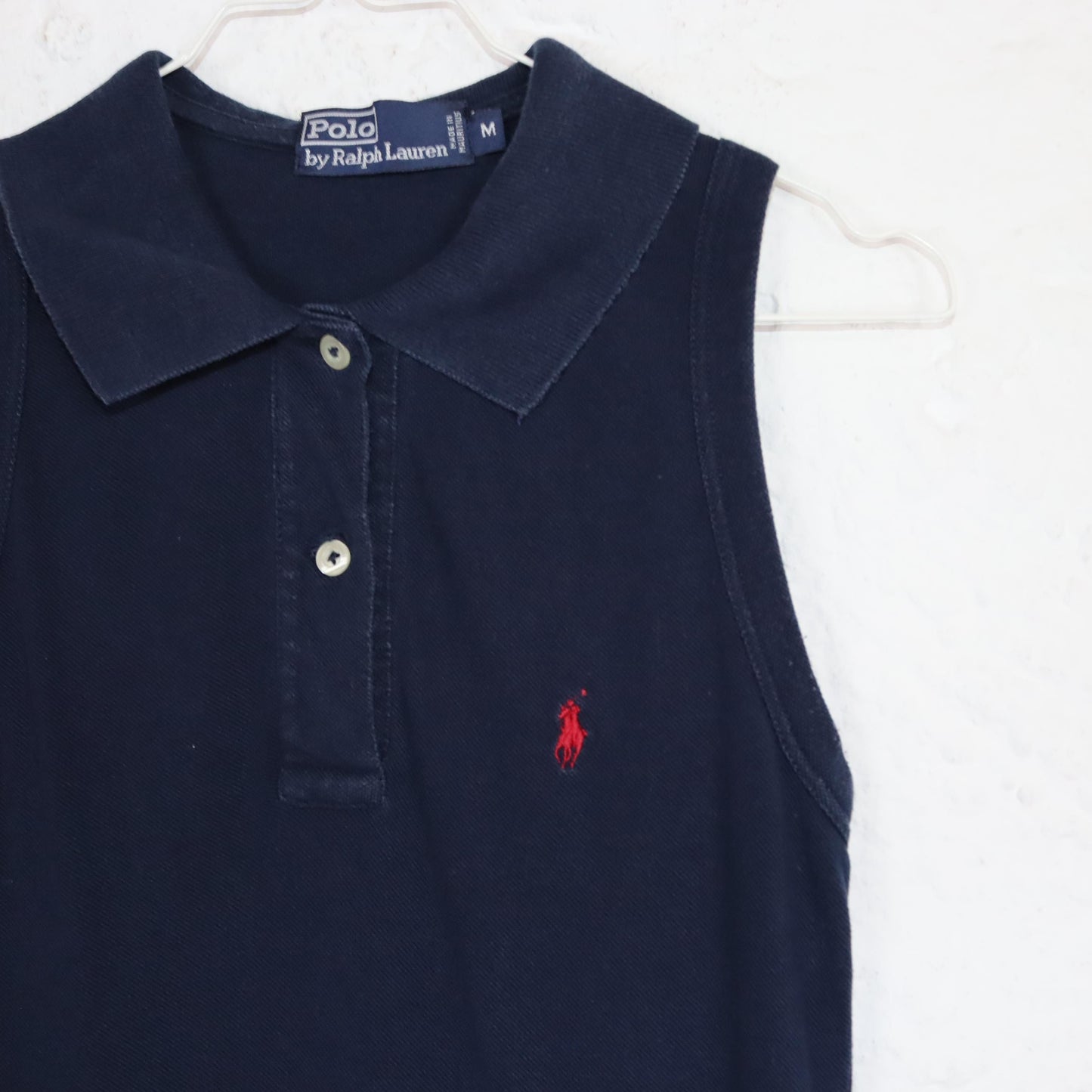 Vintage 80er 90er Polo by RALPH LAUREN Polokleid Minikleid eng ärmellos dunkelblau S/M
