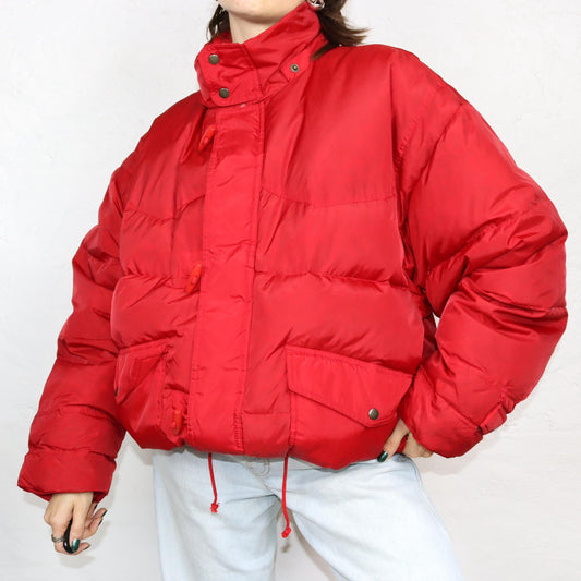 Vintage 80s 90s AMERICAN WEEKEND puffer jacket winter jacket lined red XL