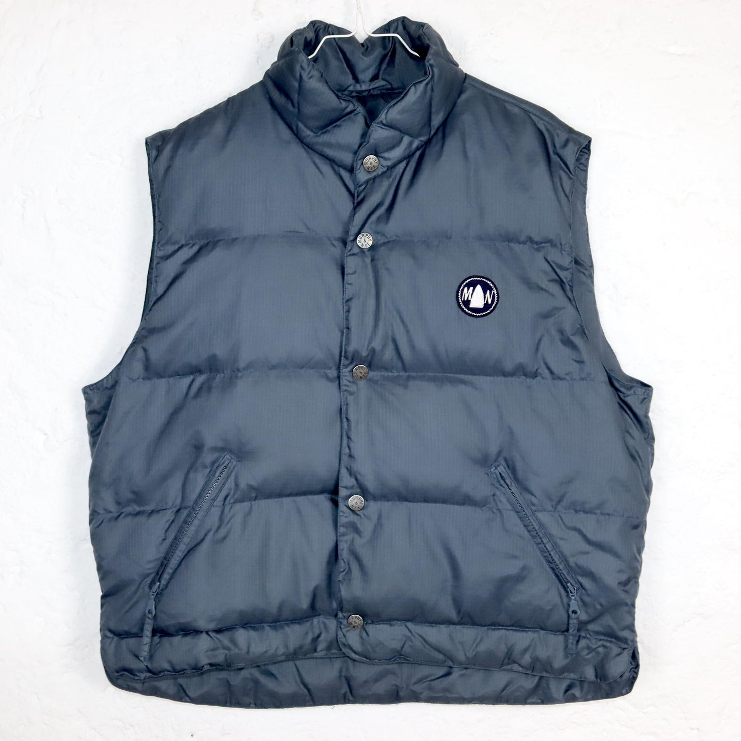 Vintage 80s 90s MURPHY&amp;NYE puffer vest lined winter grey stand-up collar L