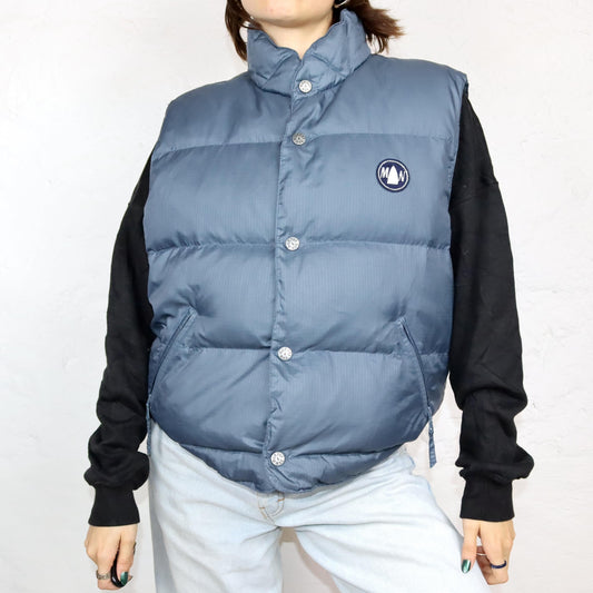 Vintage 80s 90s MURPHY&amp;NYE puffer vest lined winter grey stand-up collar L