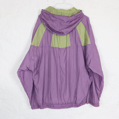 Vintage 80s 90s RODEO overcoat thin tracksuit jacket shiny purple green L 52/54