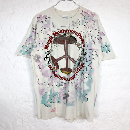 Vintage 80s 90s SCREEN STARS T-Shirt Kailua Magic Mushrooms Print Made in Ireland L