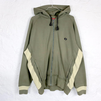 Vintage 80er 90er NIKE Zip Hoodie Jacke Kapuze beige dick Strickeinsatz L