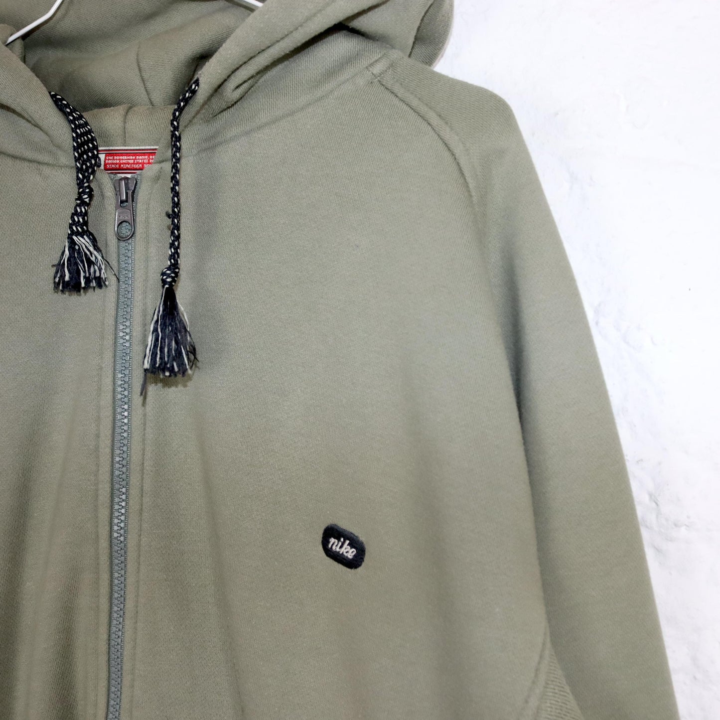 Vintage 80er 90er NIKE Zip Hoodie Jacke Kapuze beige dick Strickeinsatz L