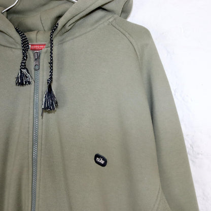 Vintage 80er 90er NIKE Zip Hoodie Jacke Kapuze beige dick Strickeinsatz L