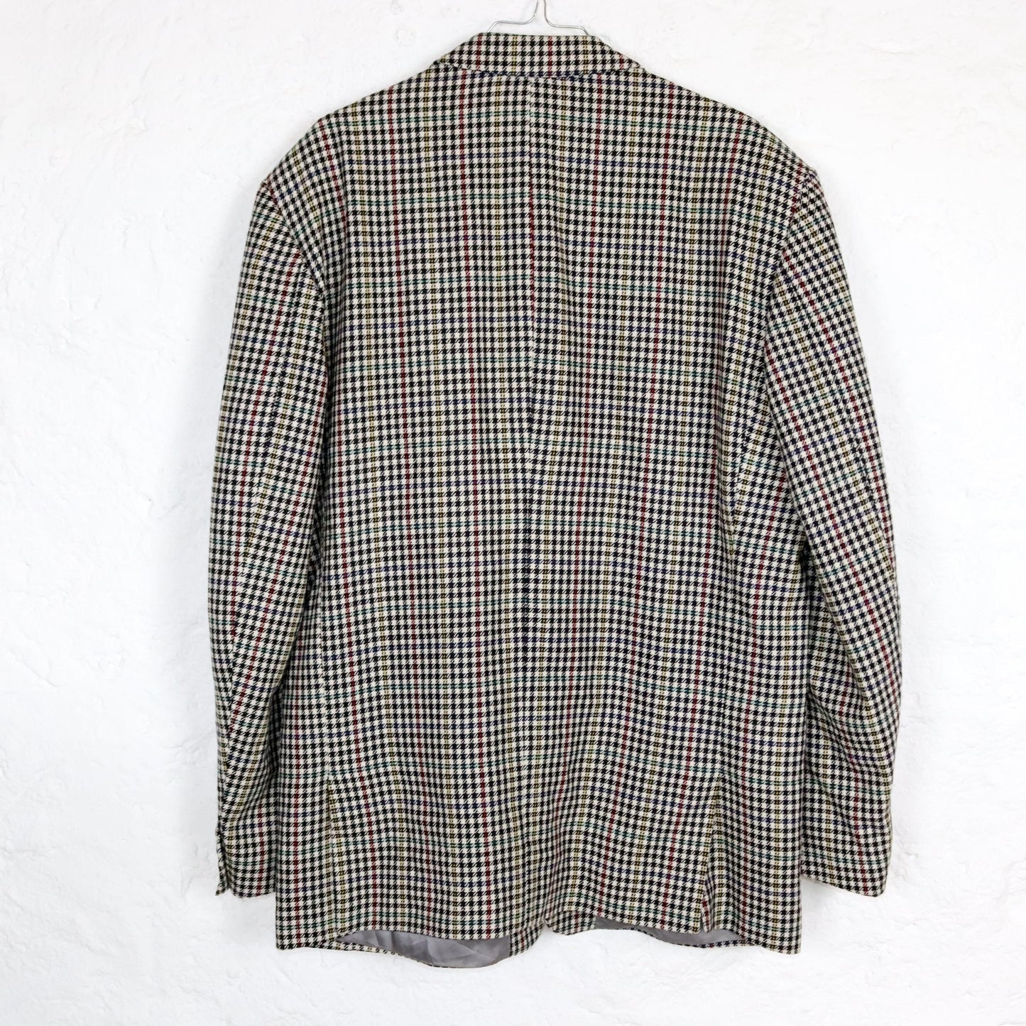 Vintage 80er 90er POKER Blazer Schulterpolster kariert bunt schwarz weiß Chashmere 54 XL