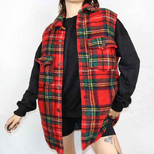 Vintage 80s 90s DOLCE &amp; GABBANA wool vest lined checked waistcoat wool XL