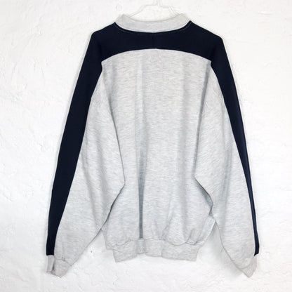 Vintage 80er 90er ACTIVE WEAR Sweatshirt Pullover Polokragen grau pink dunkelblau XL