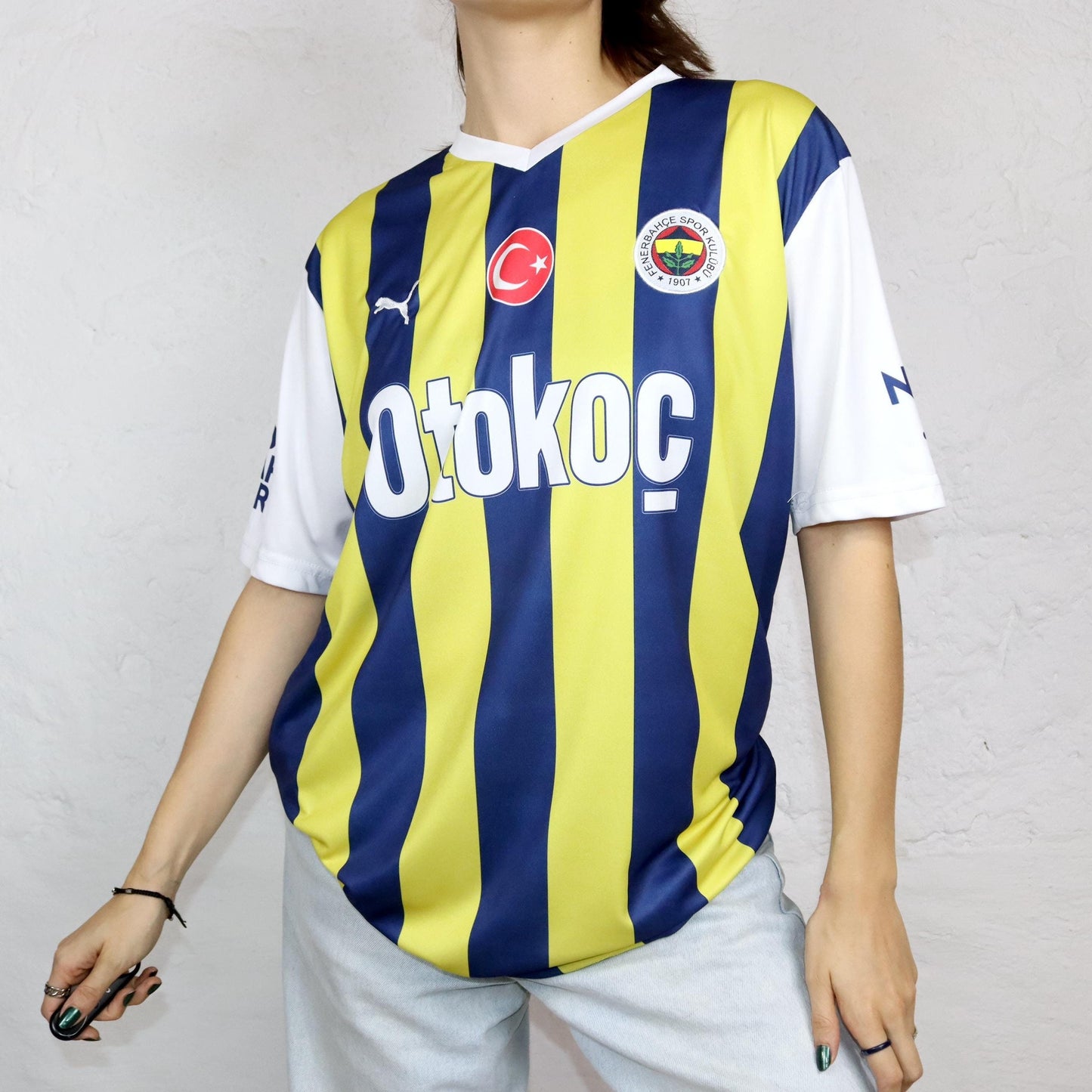 Vintage 90er 00er Y2k PUMA Trikot kurzarm Fenerbace Spor Kulübü Kneze Drycell XXL