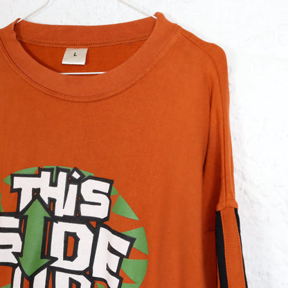 Vintage 80er 90er Sweatshirt Pullover This side up Print orange L