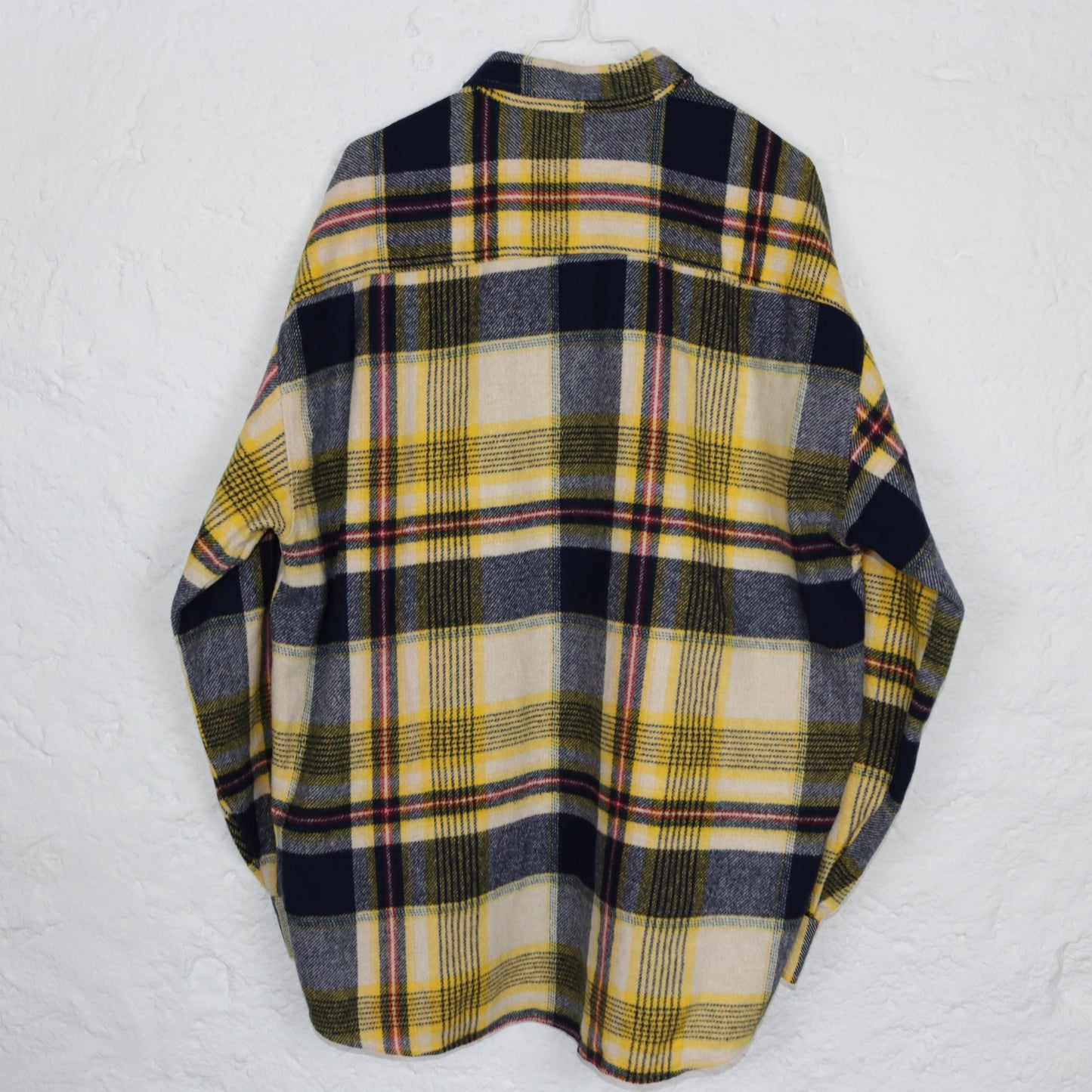 Vintage 80er 90er WAMPUM Flanellhemd Hemd langarm kariert gelb blau XL