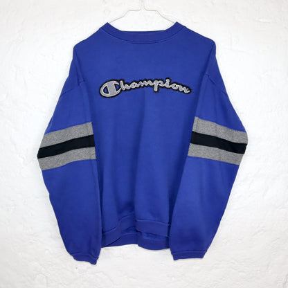Vintage 80s 90s CHAMPION sweatshirt pullover blue gray black 164 S