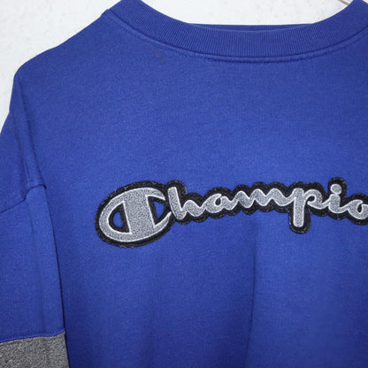 Vintage 80s 90s CHAMPION sweatshirt pullover blue gray black 164 S