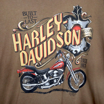 Vintage 80er 90er Rare HARLEY DAVIDSON 3D Emblem 1991 T-Shirt kurzarm braun Print single stiched XL