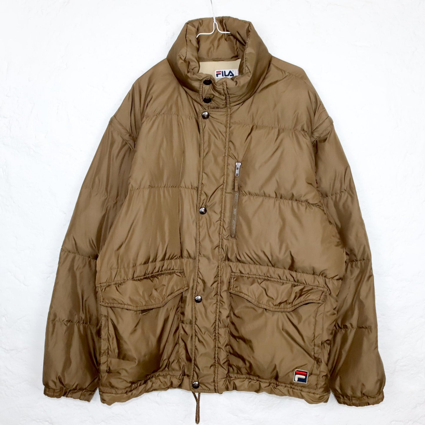 Vintage 80s 90s FILA down jacket vest detachable sleeves puffer jacket winter jacket light brown 56 XL