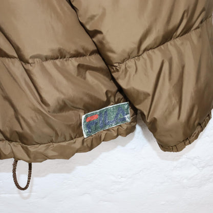 Vintage 80s 90s FILA down jacket vest detachable sleeves puffer jacket winter jacket light brown 56 XL