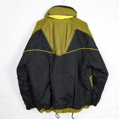 Vintage 80er 90er MC.ROSS Skijacke Winterjacke gefüttert schwarz gelb Stehkragen 48 L