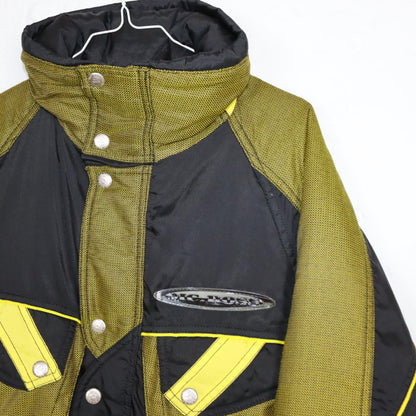 Vintage 80er 90er MC.ROSS Skijacke Winterjacke gefüttert schwarz gelb Stehkragen 48 L