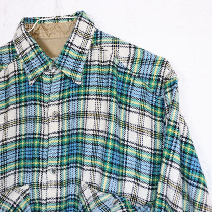 Vintage 80s 90s SPORTLINE flannel shirt long sleeve wool shirt checked blue green yellow S