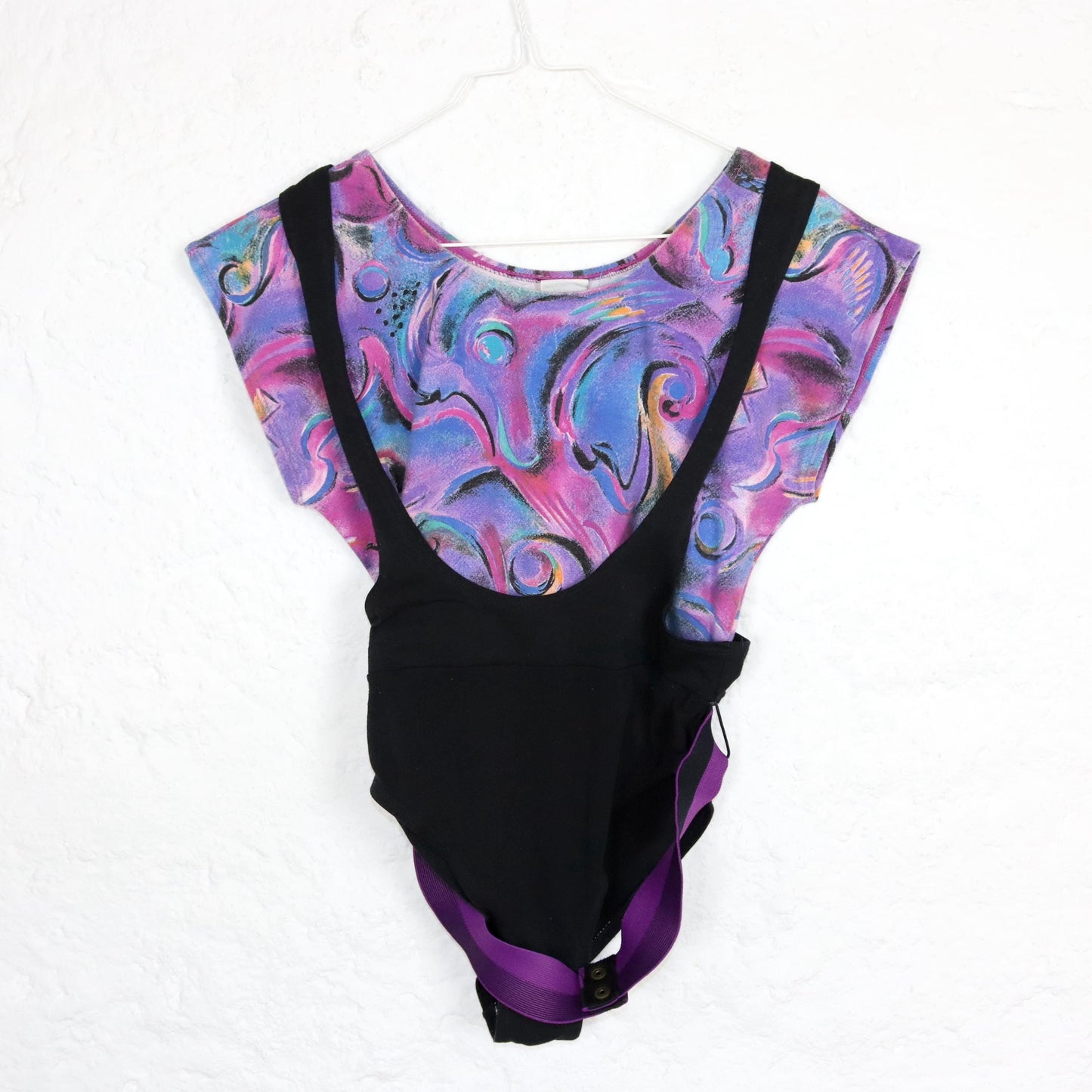 Vintage 80s 90s RODEO Body Aerobicbody One-piece crazy pattern colorful black M