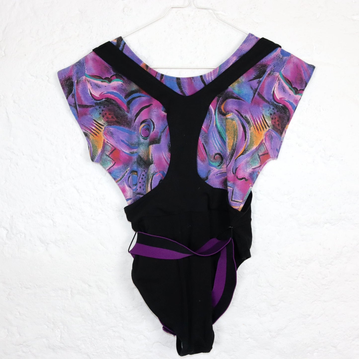 Vintage 80s 90s RODEO Body Aerobicbody One-piece crazy pattern colorful black M