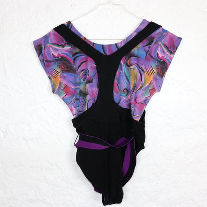 Vintage 80s 90s RODEO Body Aerobicbody One-piece crazy pattern colorful black M