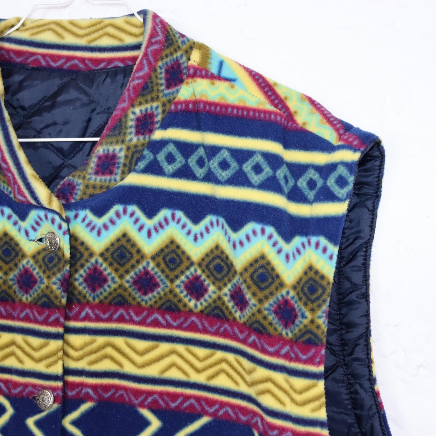 Vintage 80er 90er ROY ROGERS Wendeweste Weste Fleece leicht gefüttert crazy pattern bunt XL