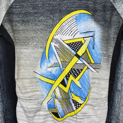 Vintage 80er 90er SMS SANTINI Fahrradtrikot langarm innen Fleece crazy pattern XL