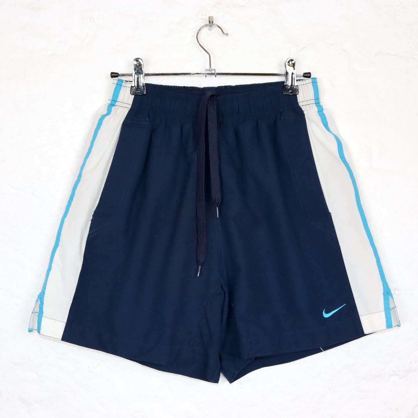 Vintage 80s 90s NIKE shorts short pants dark blue white S