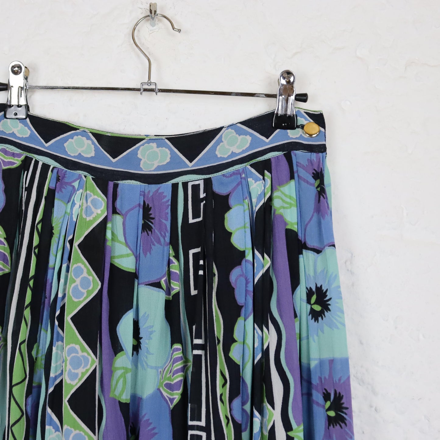 Vintage 80s 90s GOGGLES pleated skirt skirt crazy pattern colorful S
