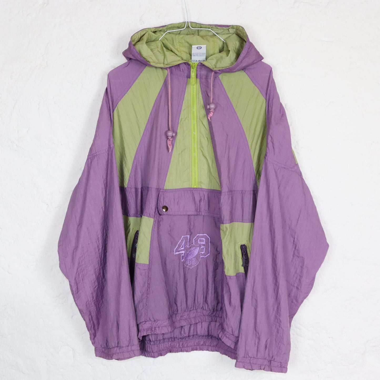 Vintage 80s 90s RODEO overcoat thin tracksuit jacket shiny purple green L 52/54