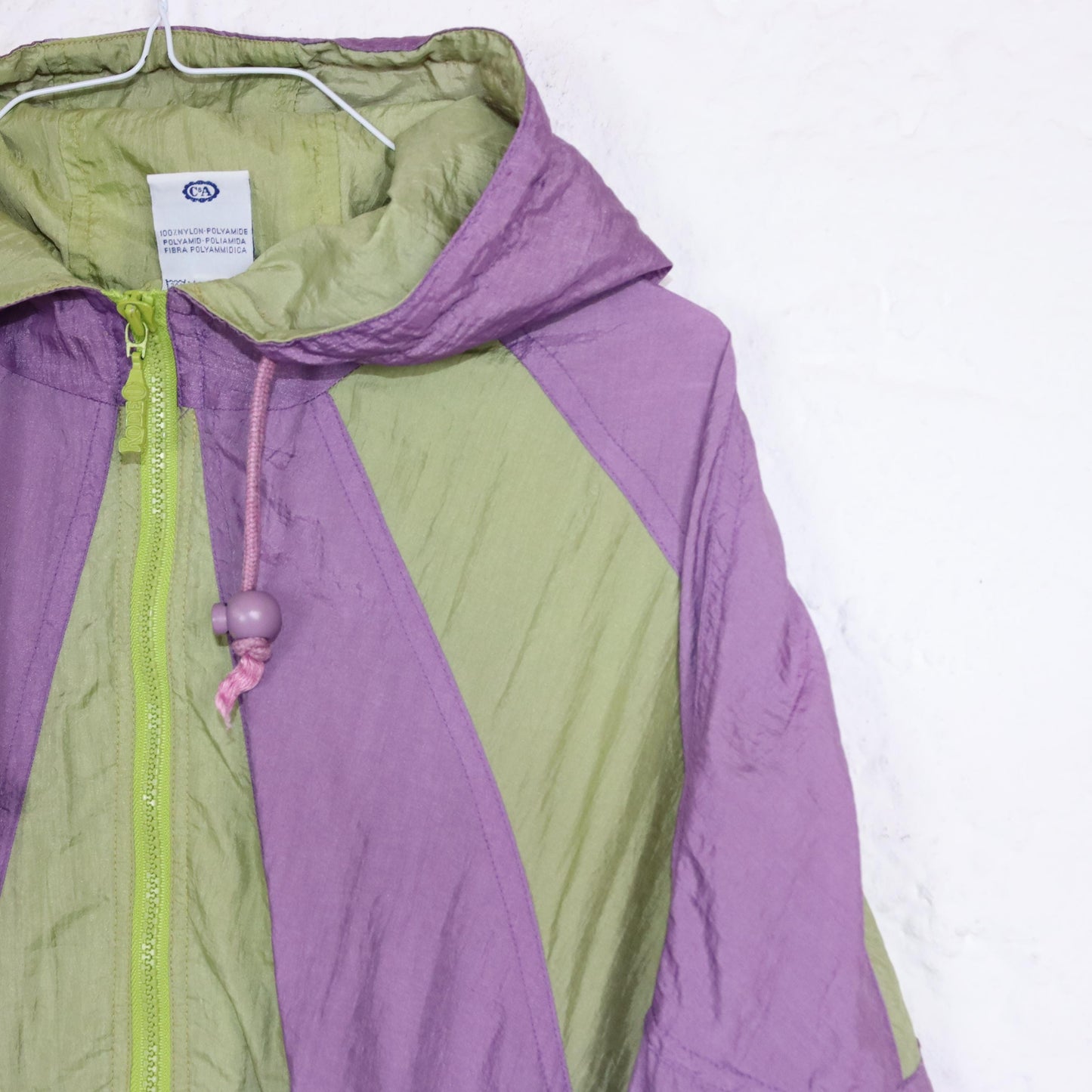 Vintage 80s 90s RODEO overcoat thin tracksuit jacket shiny purple green L 52/54