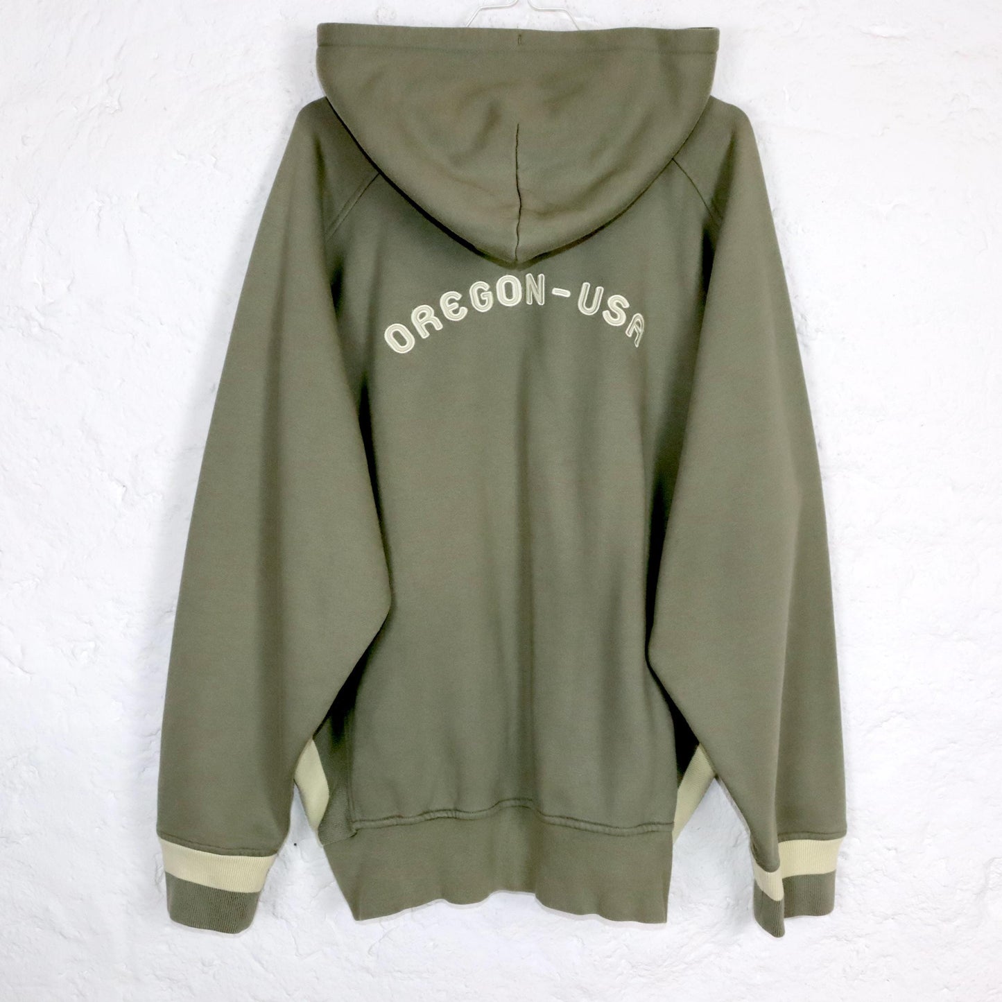 Vintage 80er 90er NIKE Zip Hoodie Jacke Kapuze beige dick Strickeinsatz L