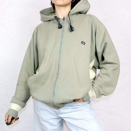 Vintage 80er 90er NIKE Zip Hoodie Jacke Kapuze beige dick Strickeinsatz L