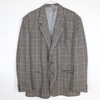 Vintage 80er 90er POKER Blazer Schulterpolster kariert bunt schwarz weiß Chashmere 54 XL