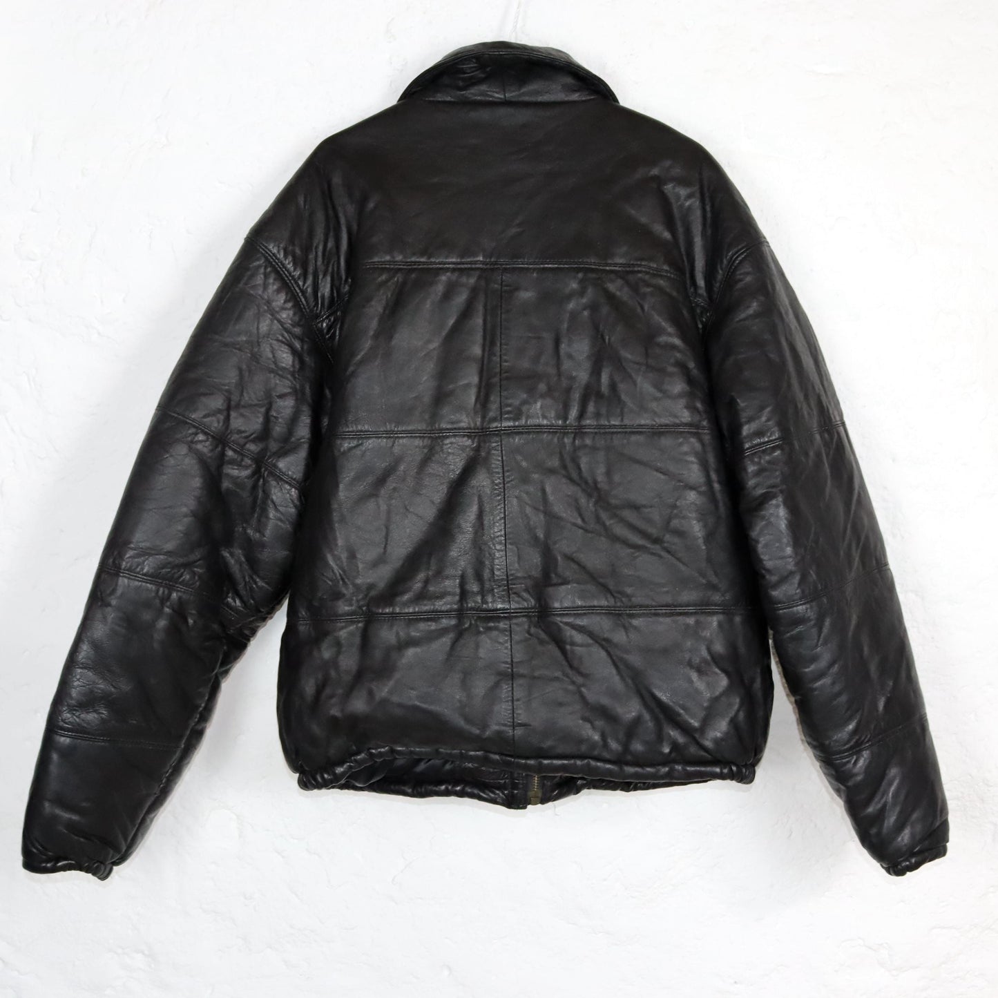 Vintage 80s 90s AMI leather jacket puffer jacket leather lined black L