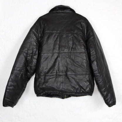 Vintage 80s 90s AMI leather jacket puffer jacket leather lined black L
