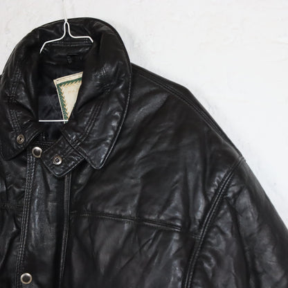 Vintage 80s 90s AMI leather jacket puffer jacket leather lined black L