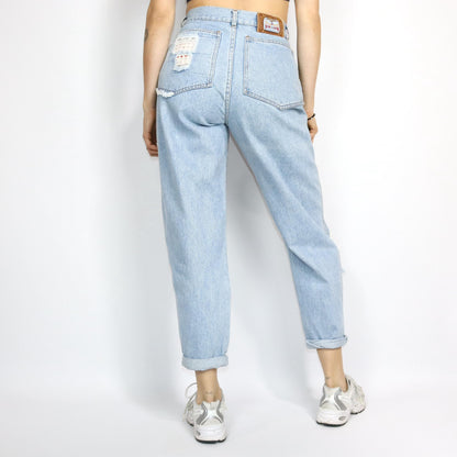Vintage 80er 90er BLUE LOOK Jeans wasted look Löcher highwaist hellblau 38