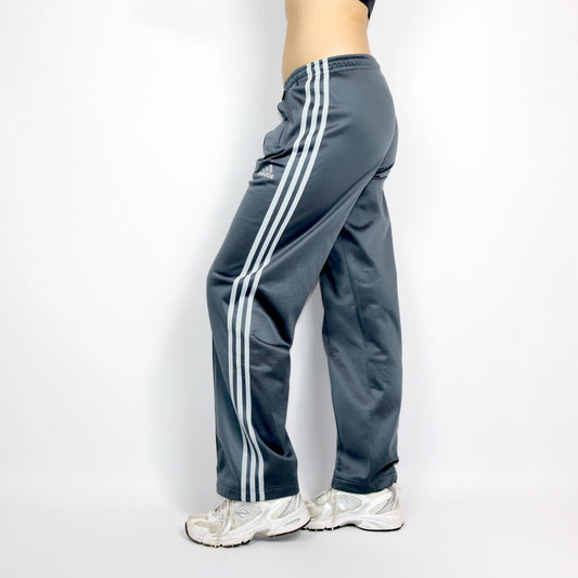 Vintage 80s 90s ADIDAS jogging pants training pants baggy dark grey shiny M D5